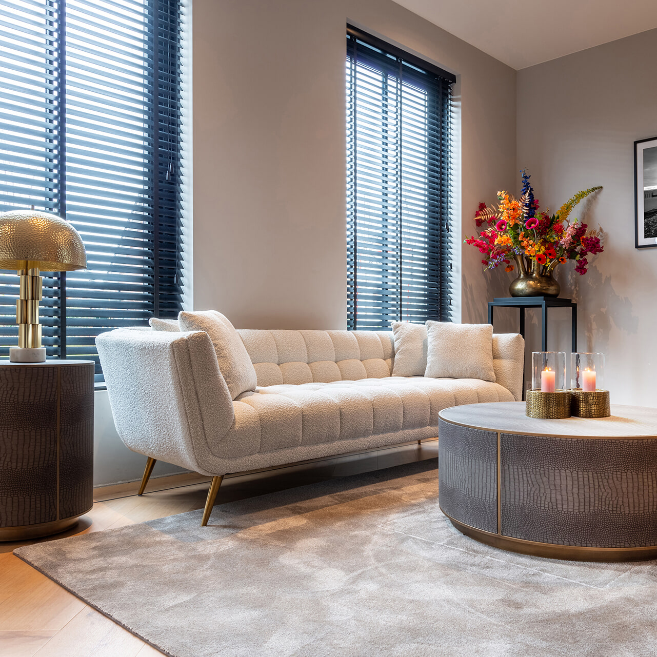 Richmond Bank 'Huxley' Bouclé, kleur Wit