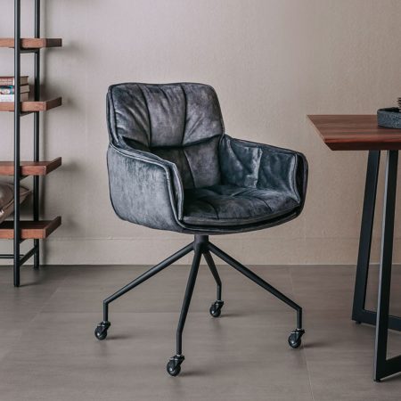 Tower Living Eetkamerstoel 'Saronno' Velvet met wielen, kleur donkergrijs