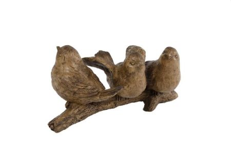 Sculptuur 3 Vogels Bruin 14cm