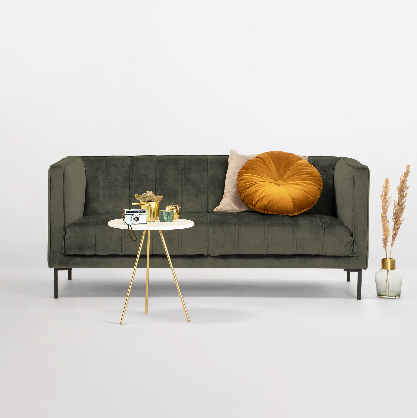 Sohome 3-zits Bank 'Alison' Velvet, kleur hunter
