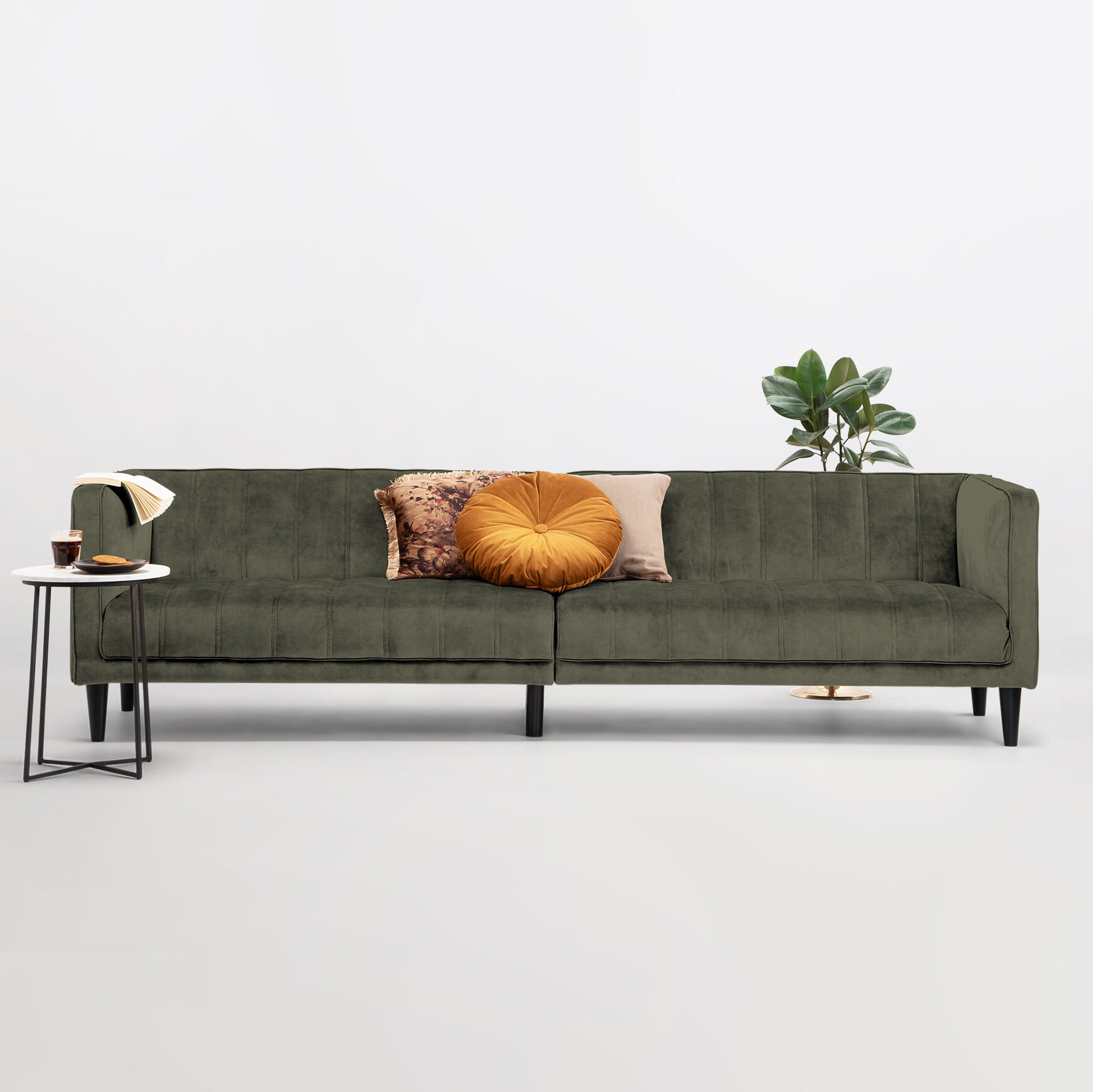 Sohome 5-zits Bank 'Alison' Velvet, kleur hunter