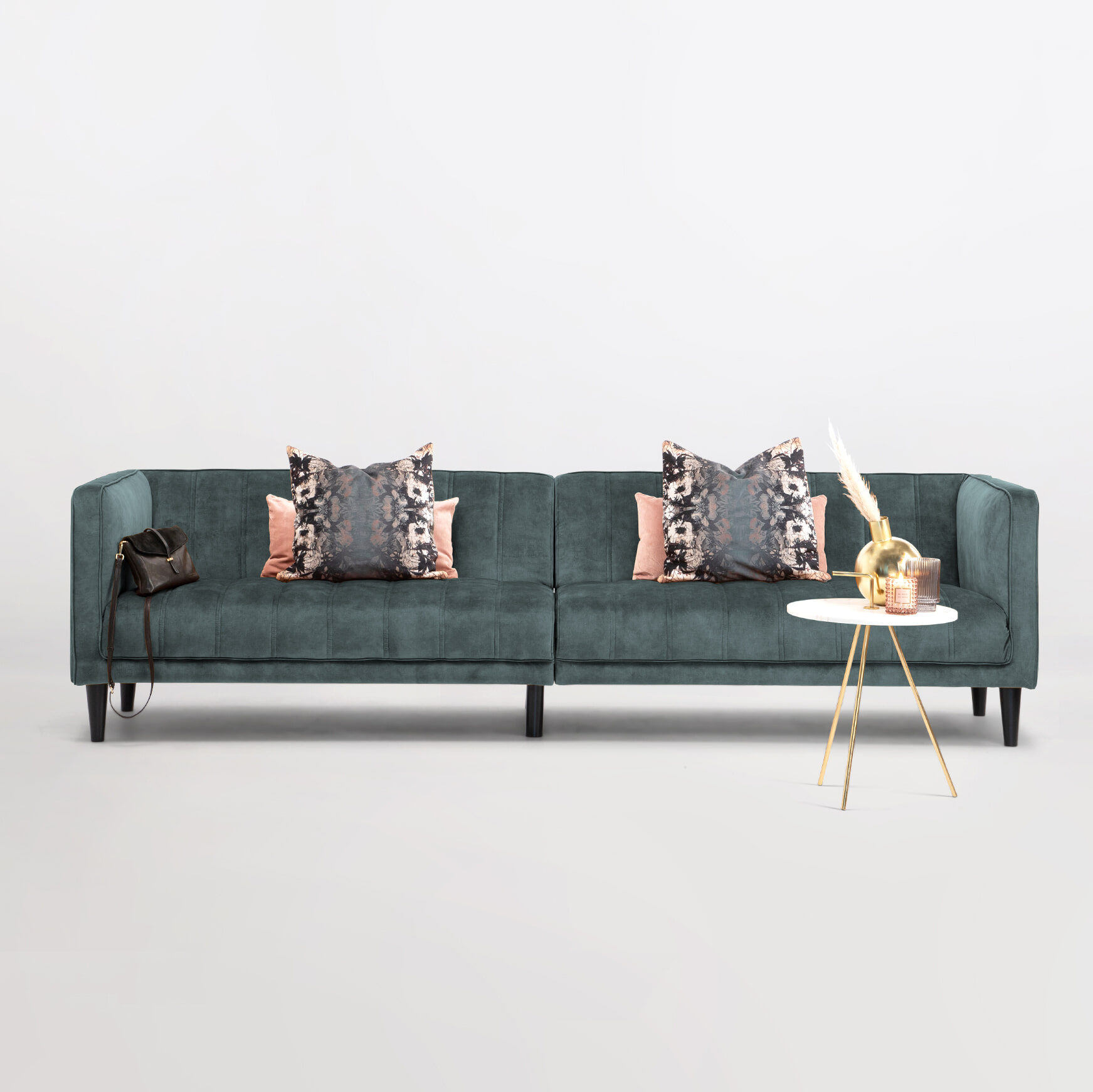 Sohome 5-zits Bank 'Alison' Velvet, kleur petrol