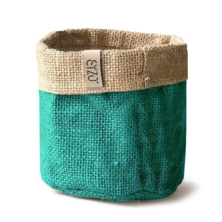 Sizo juten bloemen mand 20cm petrol