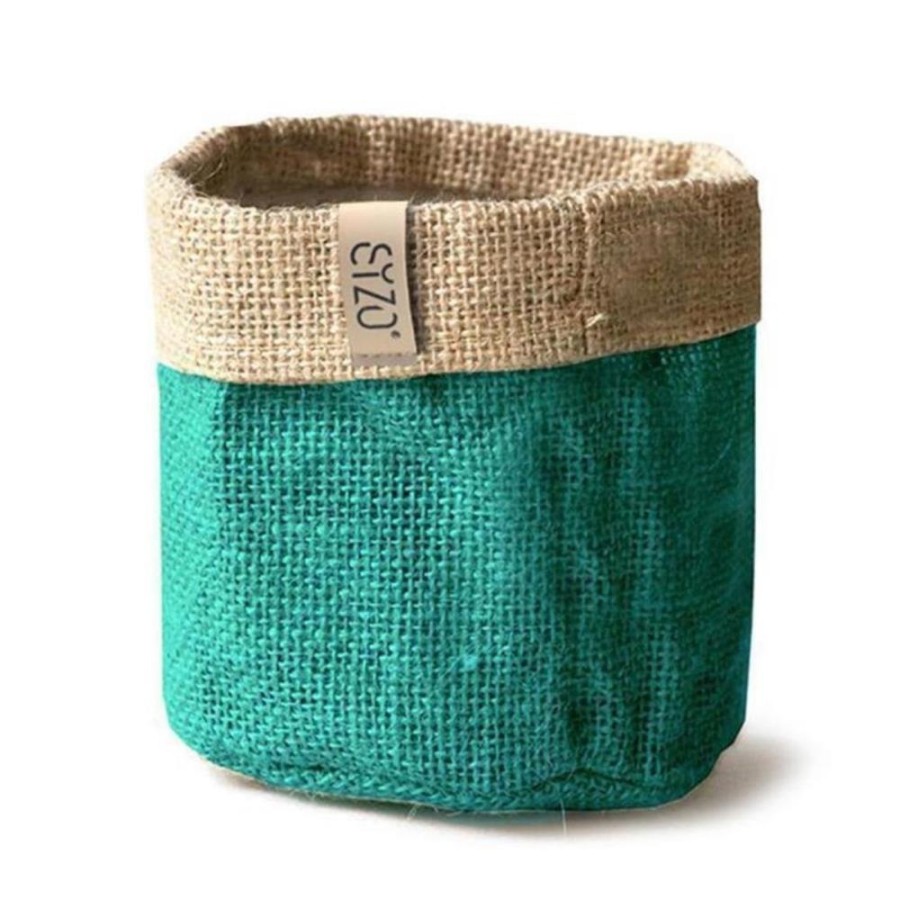 Sizo juten bloemen mand 20cm petrol