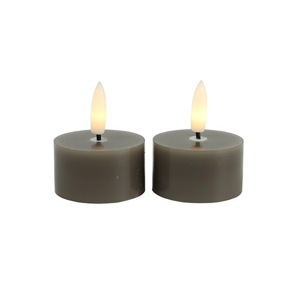 Theelicht rustiek lyon Grijs set2