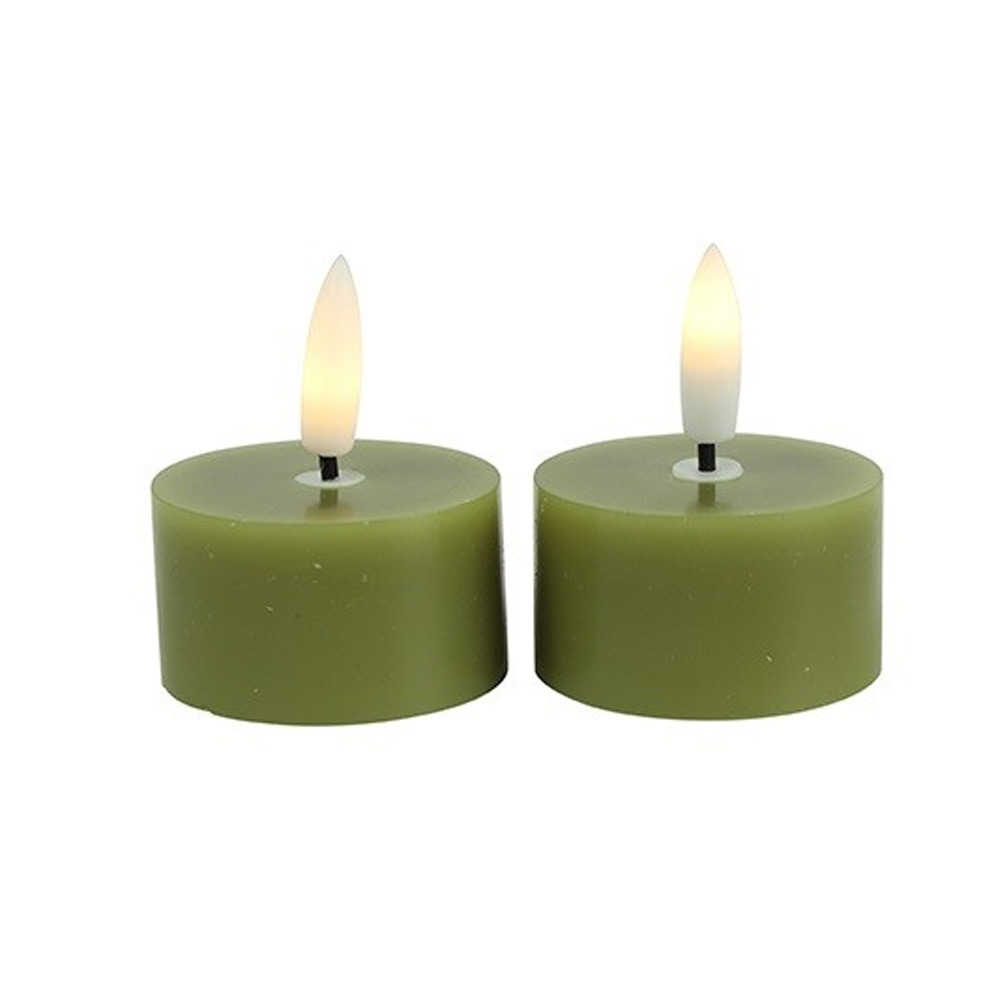 Theelicht rustiek lyon Groen set2