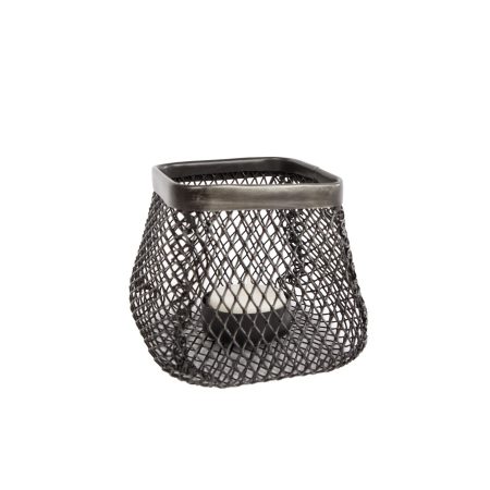 Theelichthouder Sjoerd staal 10x10x7,5cm