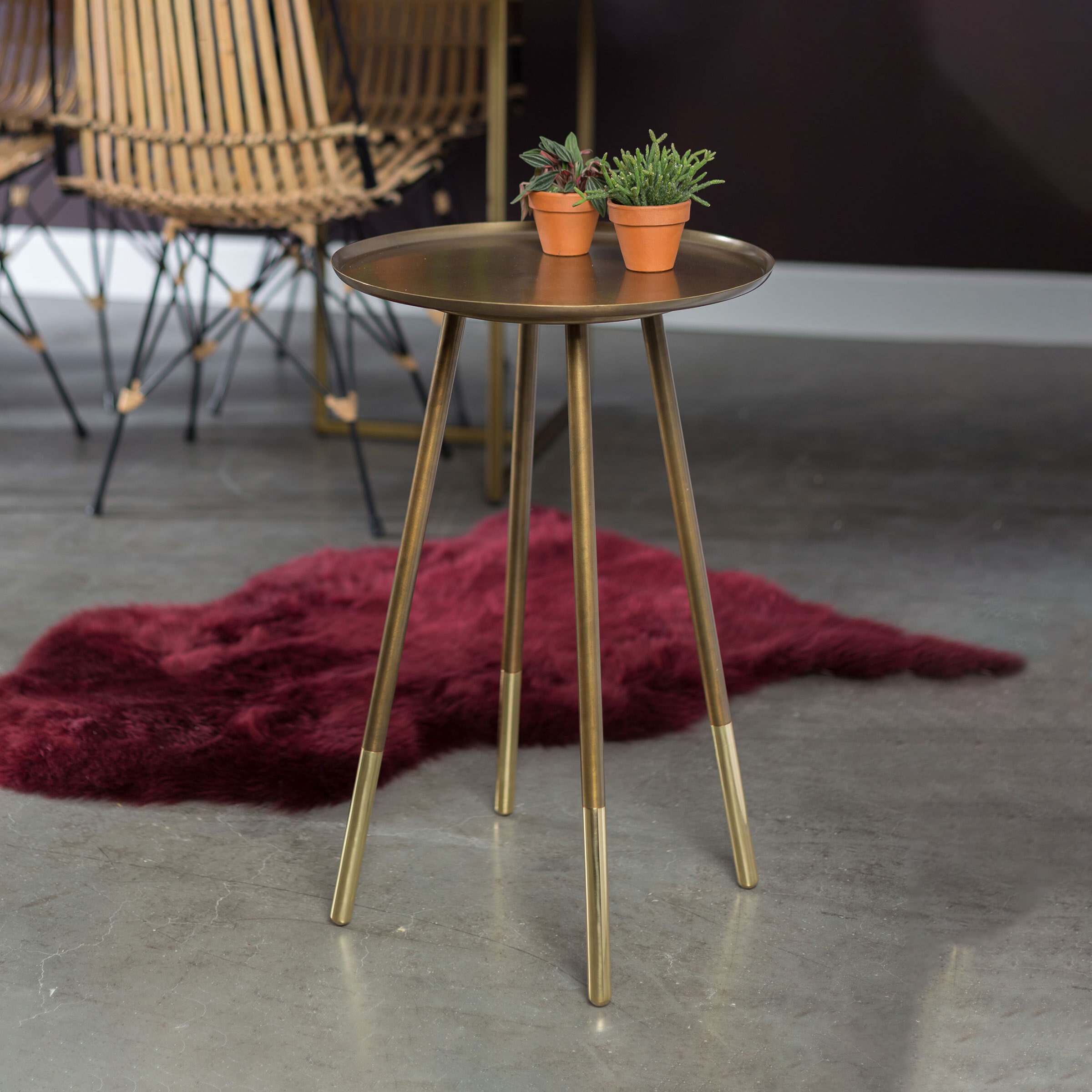 Dutchbone Bijzettafel 'Eliot' Antique Brass, 37cm