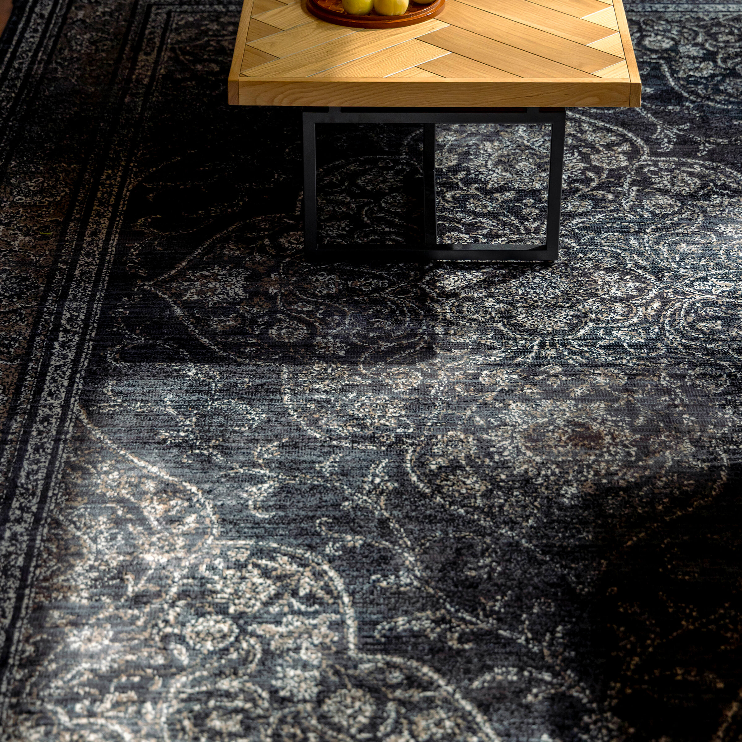 Dutchbone Vloerkleed 'Rugged' 200 x 300cm, kleur Dark