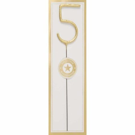 Wondercandle sterretje Nummer 5 Kaars Goud (Wit Goldstuck)