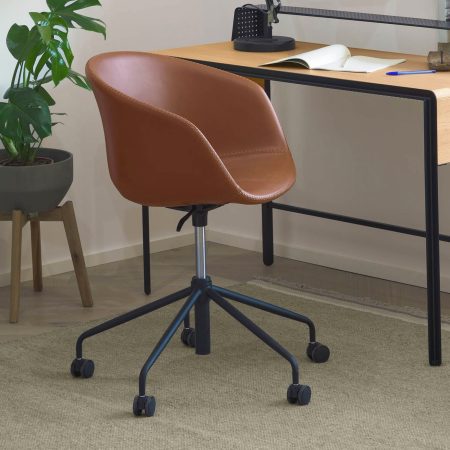 Kave Home Bureaustoel 'Yvette' PU, kleur Bruin