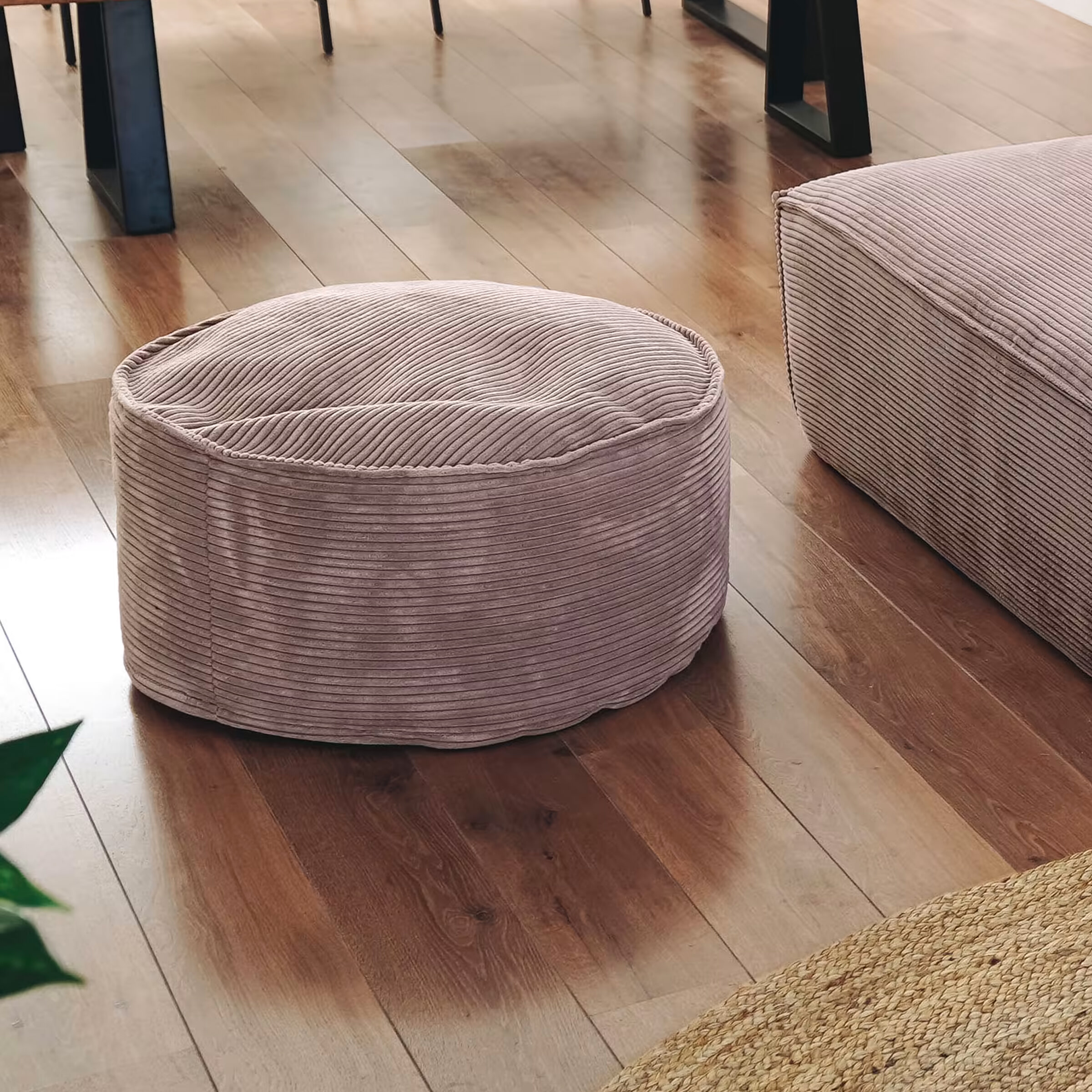 Kave Home Poef 'Zina' Rib, 60 cm, kleur Roze