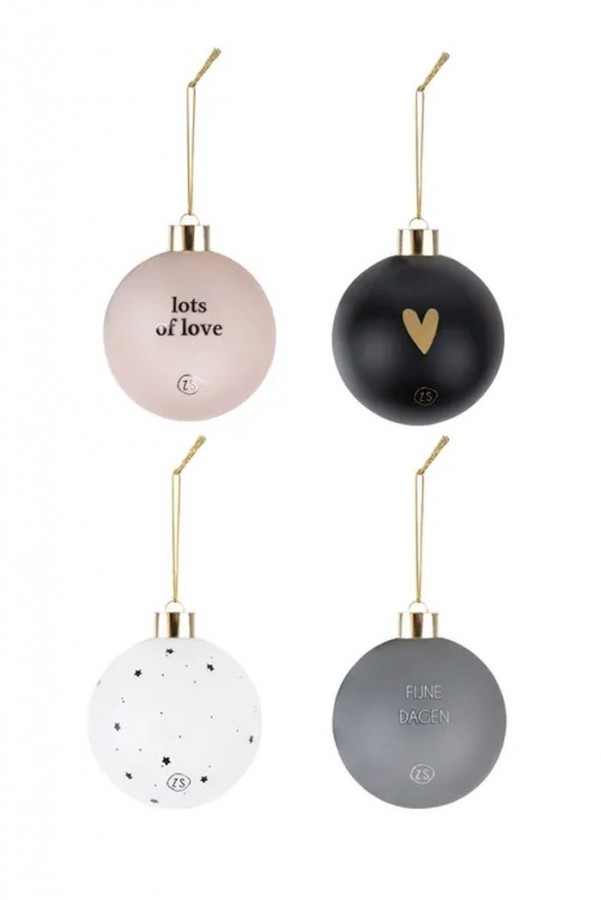 Zusss doosje met 4 kerstballen antracietgrijs