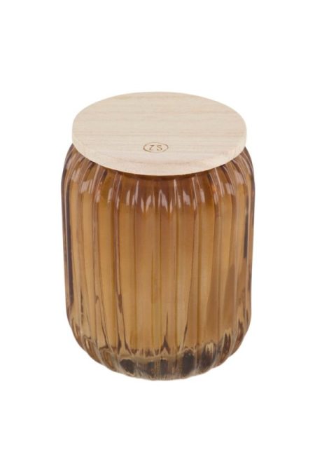 Zusss Geurkaars In Glas Met Ribbels Linnen Roest bruin