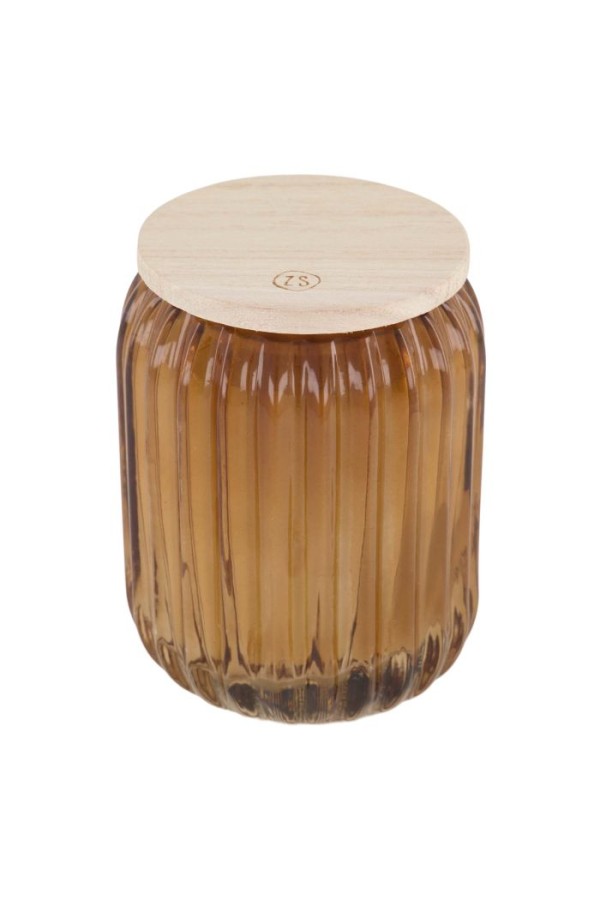 Zusss Geurkaars In Glas Met Ribbels Linnen Roest bruin