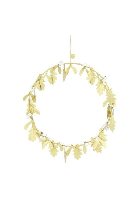 Zusss Metalen Krans Met Blaadjes 30Cm Goud