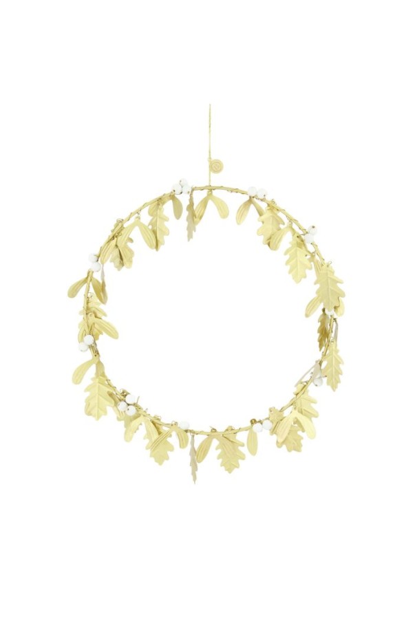 Zusss Metalen Krans Met Blaadjes 30Cm Goud