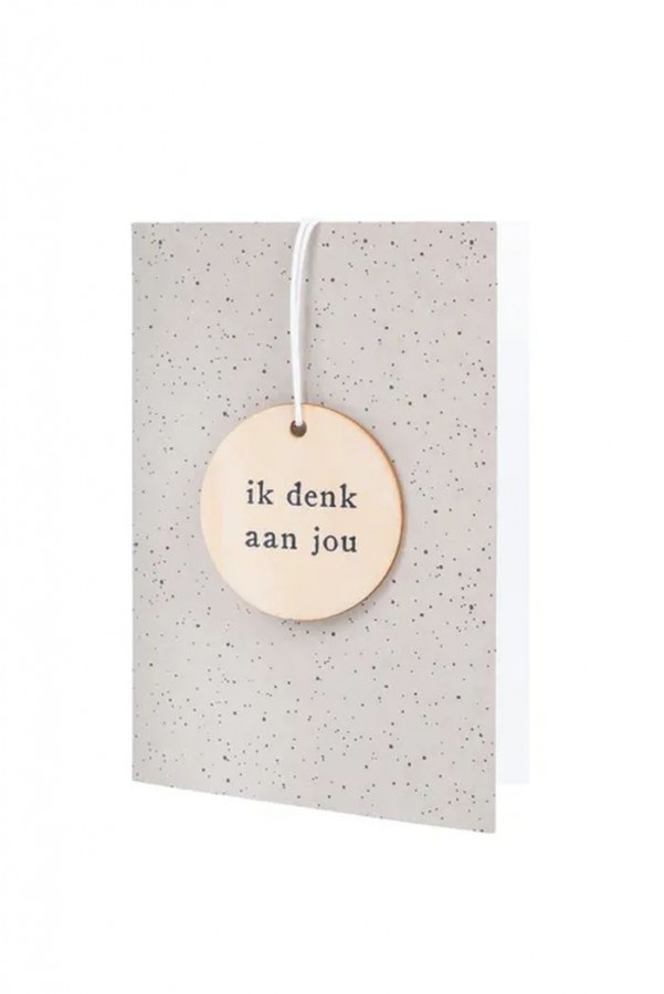 Zusss Wenskaart met houten tag ik denk aan jou zand